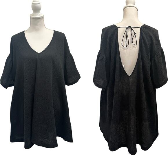 L’Academie Revolve Black Marva Textured Mini Dress Boho Resort Beach Coastal - Picture 1 of 10